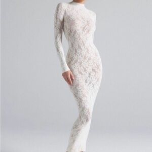 SKIMS | Dresses | Skimssoft Lounge Long Sleeve Keyhole Dress | Poshmark